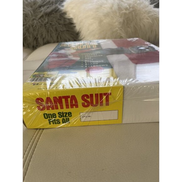 One Size Fits All Santa Suit Costume Jacket Trousers Hat Belt Beard Eyebrows - Picture 13 of 15